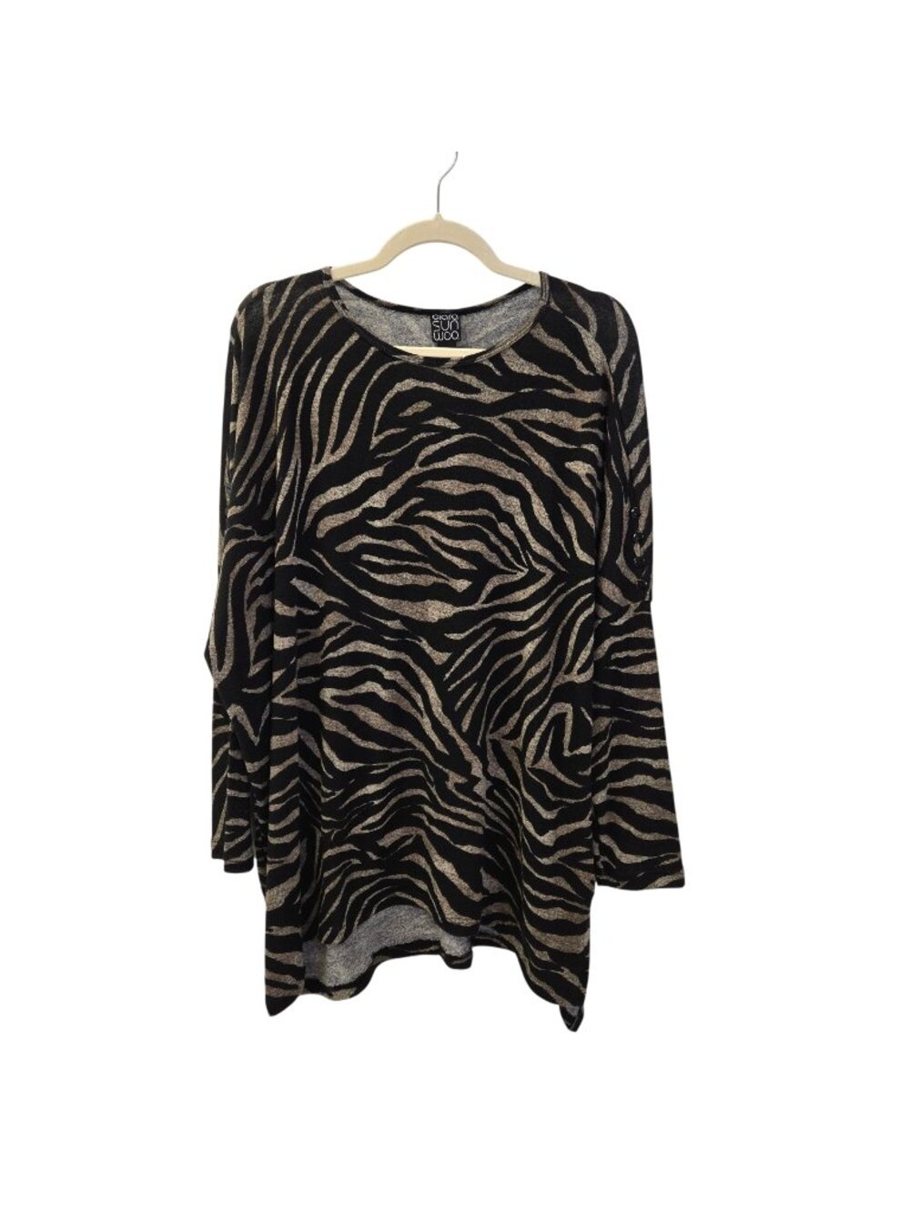 Clara Sun Woo Zebra Print Oversized Dolman Sleeve Sweater Size Medium